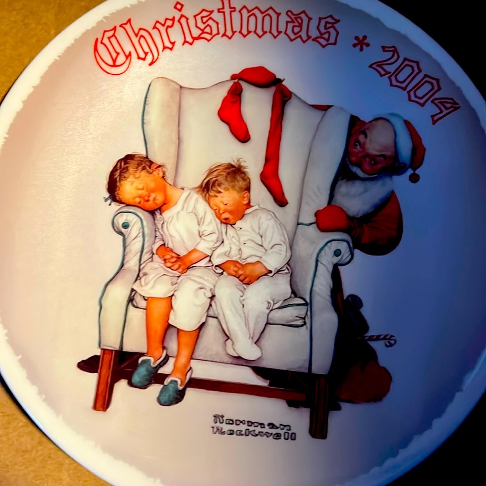 New Condition Norman Rockwell Christmas plate ,TIRED OF WAITING.